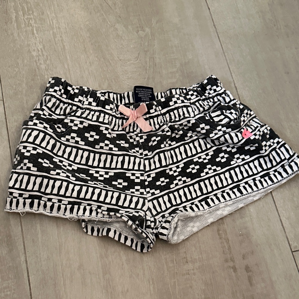 Limited Too Black and White Patterned Shorts with Pink Bow